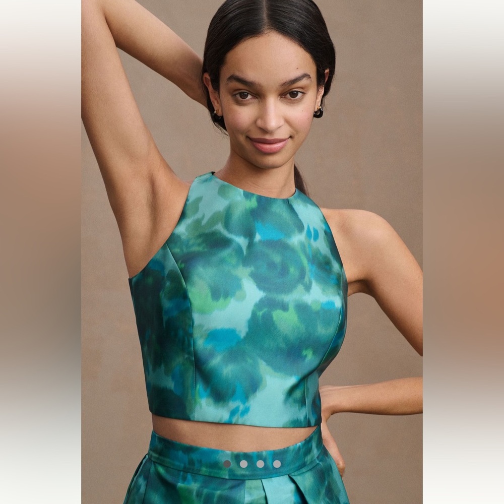 Sachin + Babi Emerald Watercolor Lexi Crop Top Sz 6